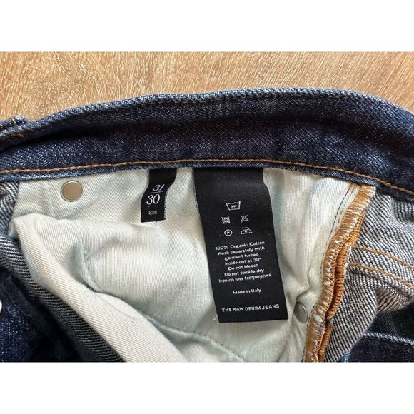 Asket Raw Denim Organic Cotton Slim Dark Wash Jeans Men's Size 31 X 30 - Picture 3 of 7